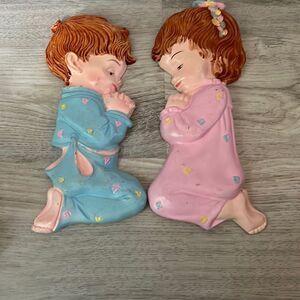 Vintage Praying Children Plaques  House Of Lloyd Ceramic preloved GUC